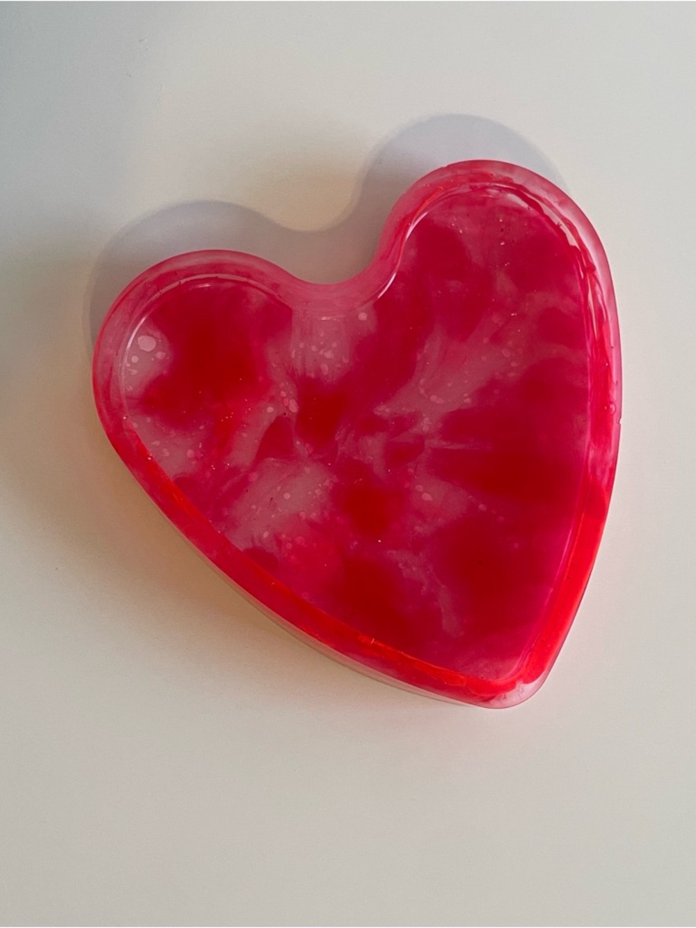 Handmade Heart-Shaped Pink Tie Dye Resin Coaster/Trinket Dish